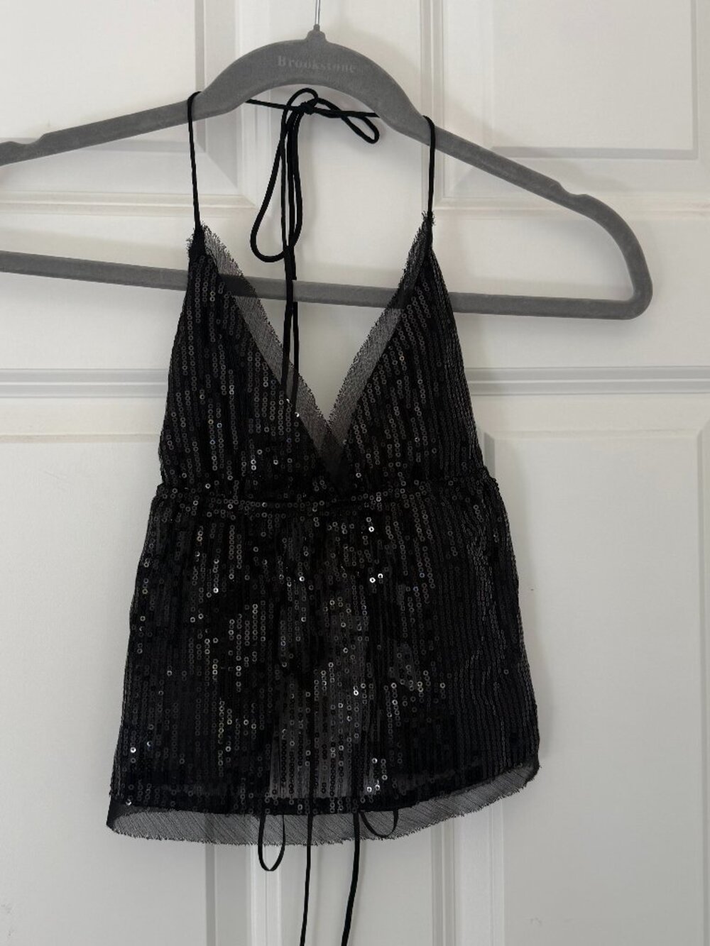 PacSun black sequin tie back halter top